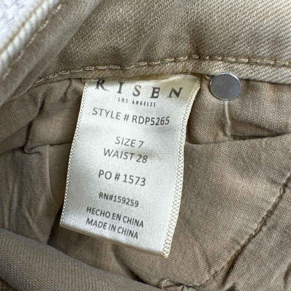 RISEN LOS Angeles Sand High Rise Distressed Straight Leg Jean Raw Hem 7/28 NEW - Picture 9 of 16